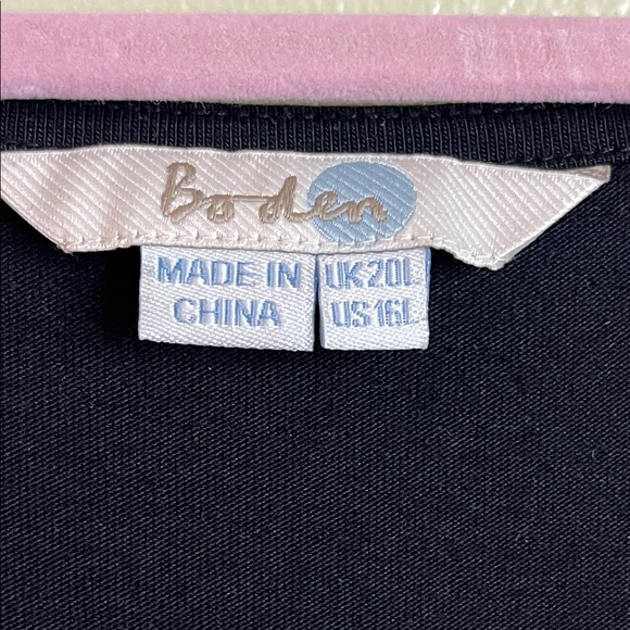 Boden black 3/4 sleeve fixed wrap jersey stretch dress, size 16 long - Picture 4 of 12